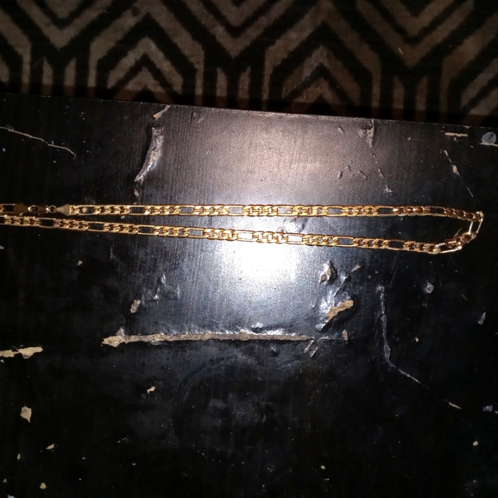 18k gold chain and bracelet .. 14k gold earrings